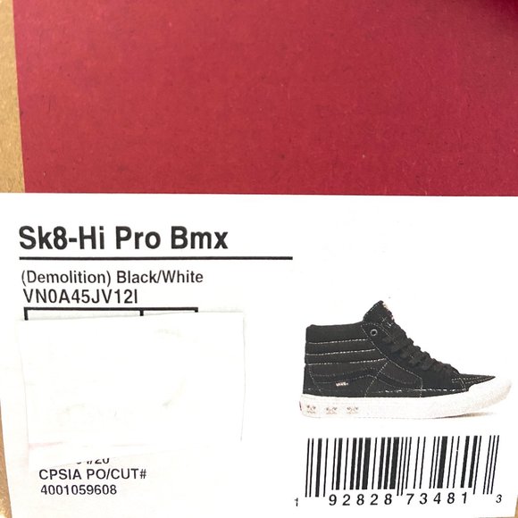 VANS Sk8-Hi Pro Bmx Demolition Sneakers Black Shoes Men's Size VN0A45JV12I - Picture 9 of 10